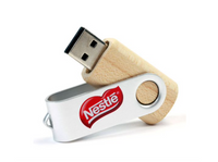 旋轉型原木USB手指，可印公司 Logo 圖案或刻字