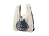 日系驚訝貓可折疊購物袋買菜包雙面圖案，可印公司 Logo 或圖案
