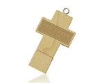 十字架原木USB手指，可印公司 Logo 圖案或刻字